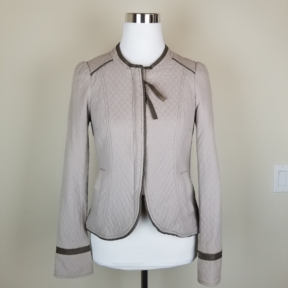 FREE PEOPLE Taupe Quilted Peplum Jacket